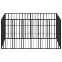 Hondenkennel 8 panelen gepoedercoat staal zwart 4