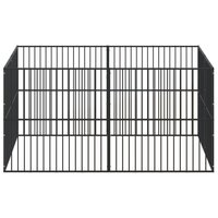 Hondenkennel 8 panelen gepoedercoat staal zwart 5