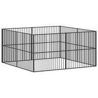 Hondenkennel 8 panelen gepoedercoat staal zwart 6