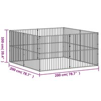 Hondenkennel 8 panelen gepoedercoat staal zwart 10