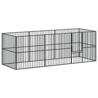 Hondenkennel 8 panelen gepoedercoat staal zwart 2