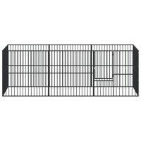 Hondenkennel 8 panelen gepoedercoat staal zwart 4