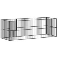 Hondenkennel 8 panelen gepoedercoat staal zwart 6