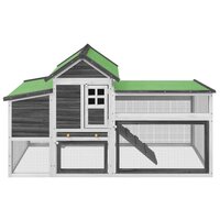 Kippenhok 186,5x58,5x113 cm massief grenenhout grijs 3