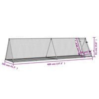 Konijnenkooi 400x105x91 cm gegalvaniseerd staal zilverkleurig 9