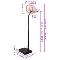 Basketbalstandaard 282-352 cm polyethyleen wit 9