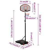 Basketbalstandaard 216-250 cm polyethyleen zwart 10