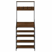 Kledingrek met schoenenrek 70x34x184 cm bruin eikenkleur 4