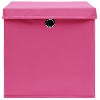 Opbergboxen met deksel 10 st 32x32x32 cm stof roze 4