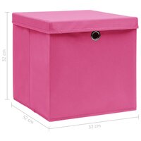 Opbergboxen met deksel 10 st 32x32x32 cm stof roze 6
