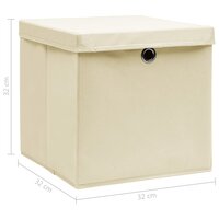 Opbergboxen met deksel 10 st 32x32x32 cm stof cr&egrave;mekleurig 6