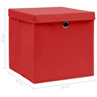 Opbergboxen met deksel 10 st 32x32x32 cm stof wit 6