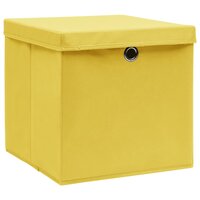 Opbergboxen met deksel 4 st 32x32x32 cm stof geel 2