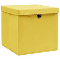Opbergboxen met deksel 10 st 32x32x32 cm stof geel 2