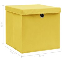 Opbergboxen met deksel 10 st 32x32x32 cm stof geel 6