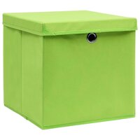 Opbergboxen met deksel 10 st 32x32x32 cm stof paars 2