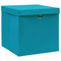 Opbergboxen met deksel 10 st 32x32x32 cm stof babyblauw 2