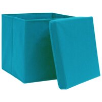 Opbergboxen met deksel 10 st 32x32x32 cm stof babyblauw 3