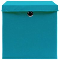 Opbergboxen met deksel 10 st 32x32x32 cm stof babyblauw 4