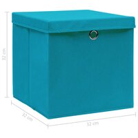 Opbergboxen met deksel 10 st 32x32x32 cm stof babyblauw 6