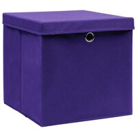 Opbergboxen met deksel 10 st 28x28x28 cm paars 2