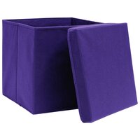 Opbergboxen met deksel 10 st 28x28x28 cm paars 4