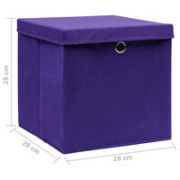 Opbergboxen met deksel 10 st 28x28x28 cm paars 6