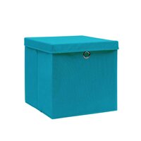 Opbergboxen met deksel 4 st 28x28x28 cm babyblauw 2
