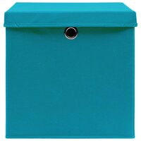 Opbergboxen met deksel 4 st 28x28x28 cm babyblauw 5