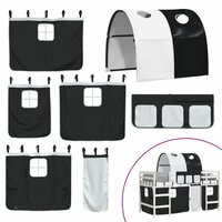 Kinderhoogslaper met tunnel 90x200 cm grenenhout wit en zwart 10