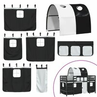 Kinderhoogslaper met tunnel 90x200 cm grenenhout wit en zwart 10