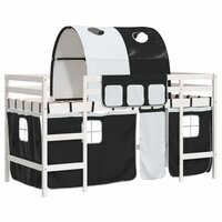 Kinderhoogslaper met tunnel 90x190 cm grenenhout wit en zwart 2