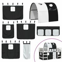 Kinderhoogslaper met tunnel 90x190 cm grenenhout wit en zwart 10