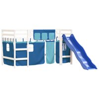 Kinderhoogslaper met gordijnen 80x200 cm grenenhout blauw 4