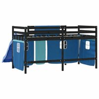 Kinderhoogslaper met gordijnen 80x200 cm grenenhout blauw 7