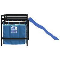 Kinderhoogslaper met gordijnen 90x190 cm grenenhout blauw 6