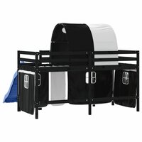 Kinderhoogslaper met tunnel 80x200 cm grenenhout wit en zwart 7