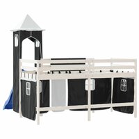 Kinderhoogslaper met toren 80x200 cm grenenhout wit en zwart 7