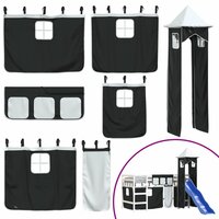 Kinderhoogslaper met toren 80x200 cm grenenhout wit en zwart 8