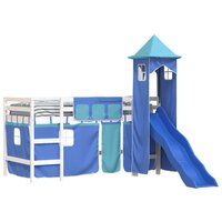 Kinderhoogslaper met toren 80x200 cm massief grenenhout blauw 3