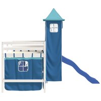 Kinderhoogslaper met toren 80x200 cm massief grenenhout blauw 6