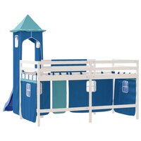 Kinderhoogslaper met toren 80x200 cm massief grenenhout blauw 7