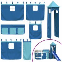 Kinderhoogslaper met toren 80x200 cm massief grenenhout blauw 8