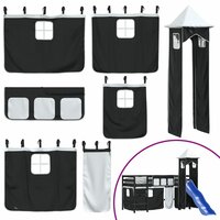 Kinderhoogslaper met toren 80x200 cm grenenhout wit en zwart 8