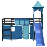 Kinderhoogslaper met toren 80x200 cm massief grenenhout blauw 5