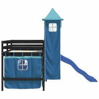 Kinderhoogslaper met toren 80x200 cm massief grenenhout blauw 6