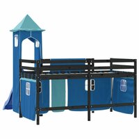 Kinderhoogslaper met toren 80x200 cm massief grenenhout blauw 7