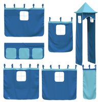 Kinderhoogslaper met toren 80x200 cm massief grenenhout blauw 9