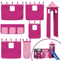 Kinderhoogslaper met toren 80x200 cm massief grenenhout roze 8