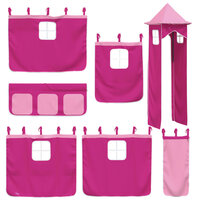 Kinderhoogslaper met toren 80x200 cm massief grenenhout roze 9